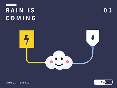 Rain is Coming cloud cute design electric illustration simple water