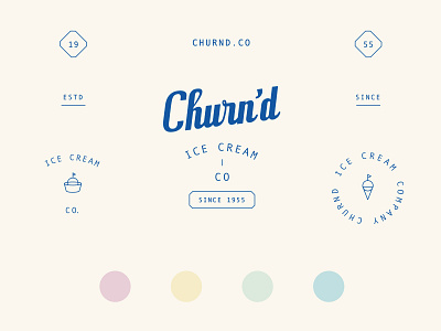 Churn'd Branding branding creamery creamy design icecream illustration logo logodesign logomarks pastel retro typography