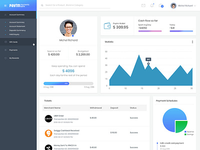 Paytm Payments Bank Dashboard admin dashbaord ui