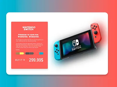 DailyUI 12 - Single Product blue dailyui design nintendo nintendo switch ui ux