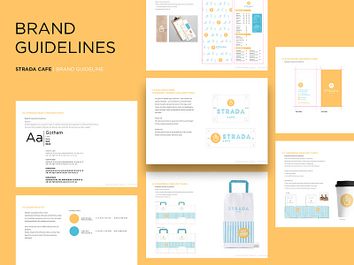 Strada Cafe brand brandguide bright cafe cafe logo cup drive thru guidelines logo manual menu package takeaway typogaphy