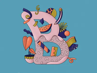 B b icon illustration lettering pattern vector