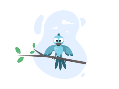 Little blue bird art illustration sketch web