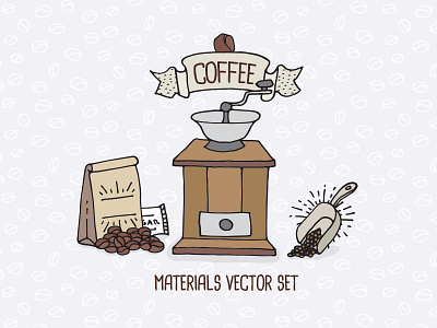 Coffee Shop Materials Vector Set coffee coffee shop coffee vector grinder hand drawn vector