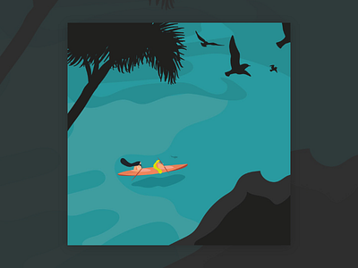 Explore the lake birds canoe characters illustrations illustrator kayak lake mountains nature shapes trees vector