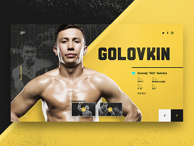 Canelo Vs GGG | Golovkin Profile canelo championship concept design fighters ggg golovkin homepage landingpage profile sports stats ui versus website