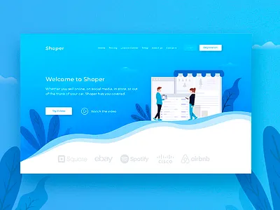 Landing page for ecommerce platform branding design first shot flat icon illustator illustration interace landing page logo minimal typography ui ui ux design vector web webdesig welcome