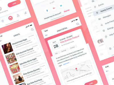 Events app appdesign events flat ios mobile