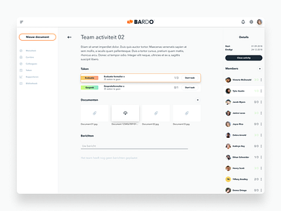 Bardo Team Activity app colleagues detail hover school tasks team ui ux