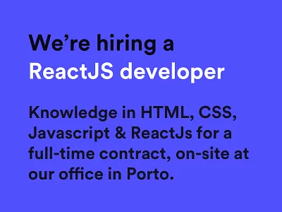 We're hiring a ReactJS developer! 5050ff hiring jobs js purple react