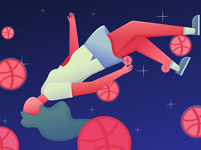 The girl is hovering in the air вектор иллюстрация