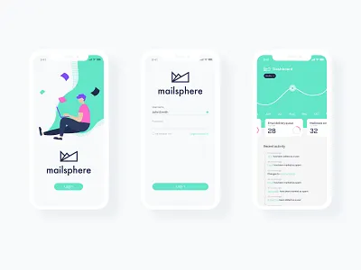 Mailsphere Mobile App app brand identity branding dashboard design mobile app ui ux