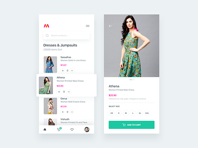 Myntra App Concept app mobile myntra product detail product list search shopping cart ui