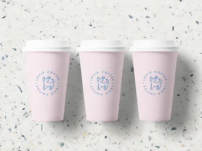 Louie Coffee animal bar brand branding cafe coffee cup cute dog feminine illustration logo logo design modern pink pretty