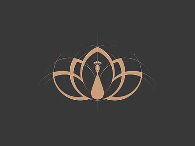 Peacock + lotus flower branding fubo icon identity logo mark ratio symbol