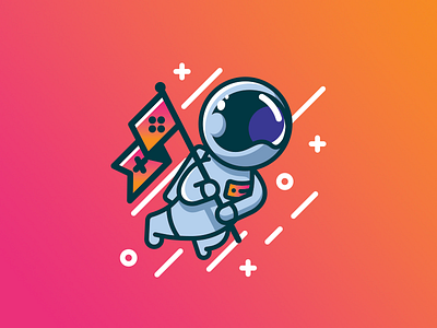 Spaceman astronaut crypto flag gaming planets spaceman stars