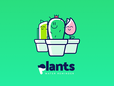 Plants, a water reminder - UI/UX project colourful green illustration interaction plants ui ux