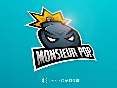 Monsieur Pop Logo bomb brand cartoon design dr.crack drcrack esports explosion gaming logo mascot mascot logo twitch