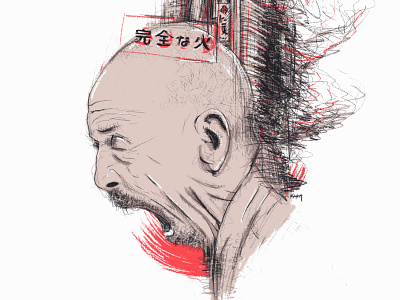 Perfect Fire color digital drawing face fire illustration japanese portrait simple sketch