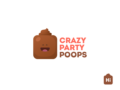 Crazy Party Poops Logo art branding card game character cute design flat illustration logo vector