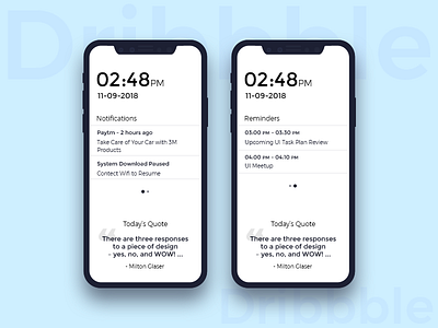 Lock screen with Reminders, Notifications and Daily Quote. lock lockscreen mobileapp notification quote reminder ui