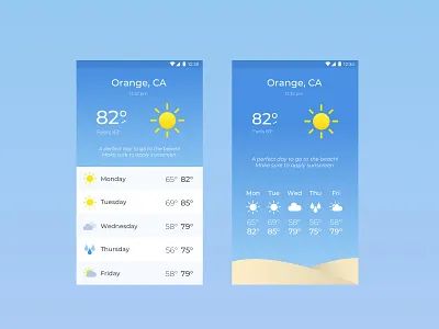 Weather App A/B Testing design flat icon test ui ux vector weather weather app weather forecast