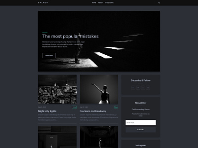 Galada blog dark theme design web