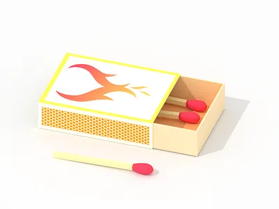 Matchbox 3d blender box fire illustration low poly lowpoly match matchbox props