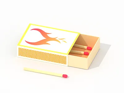 Matchbox 3d blender box fire illustration low poly lowpoly match matchbox matches props
