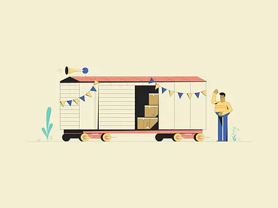 On Track character design darren brown design flat illustration illustrator line male minimal plants studio bolland train