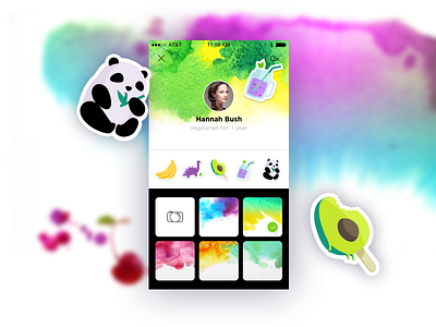 VeggieGo profile customization edit fruit profile settings stickers vegeterian veggie watercolor