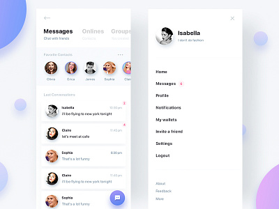 Messenger UI app clean design mobile tushit typography ui ux white space