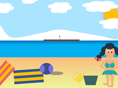 At the Beach beach clouds design illustration