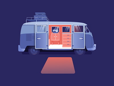 Volkswagen camper car design illustration light volkswagen