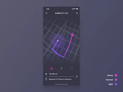 Daily UI - #020 Location Tracker 2d app art color dailyui dailyui020 dark design dribbble ios iphone location location tracker map minimal pink ui user experience user interface ux