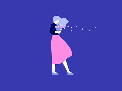 Flowers in the wind character flower flowers hair illustration lady summer wind woman