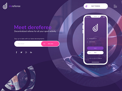 Dereferee Landing app block chain design fitness fitness app ico landing landing page landing page design sport sport app ui ux web