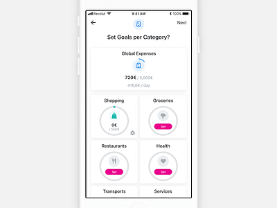 Revolut • Category budget Proposal analytics app budgeting category finance fintech interface ios mobile mobile app redesign revolut setting