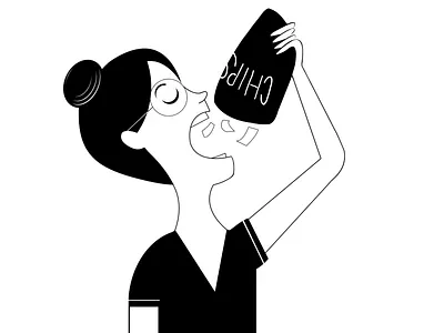 Bag of Chips 2d artwork blackandwhite chips design illustration illustrator vector