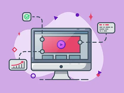 Importance of Video for Landing Page computer design icon illustration imac landing page minimal vector