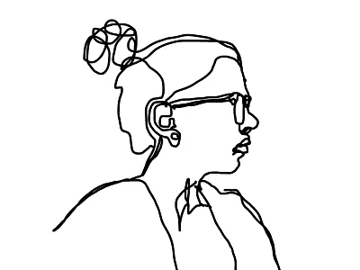 Portrait black and white draw female gesture hand drawn illustration ink lines person selfportrait simple
