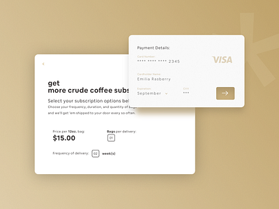 Crude Coffee - Subscription Checkout app checkout design ui ui 002 uiux visa