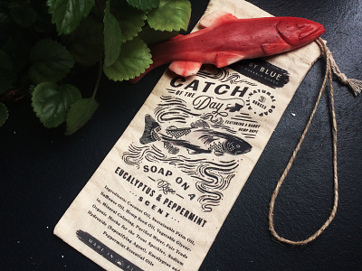 Catch of the Day Soap Bag bag fish illustration lockup packaging soap trout typesetting vintage