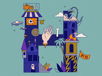 Halloween Lettering flat halloween icon lettering town ufo vector