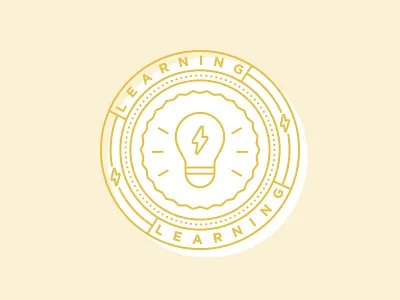 Learning Badge badge branding corporate creative design education icon illustration light bulb logo monoline yellow