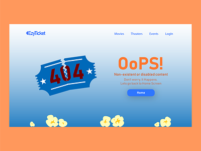Daily UI 008 - 404 Error 008 404 error page blue clean daily ui design movies theater ux web