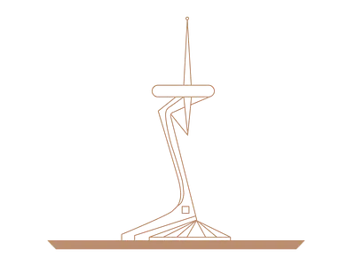 Calatrava Telecommunication Tower Icon architecture barcelona design icon illustration spain vector