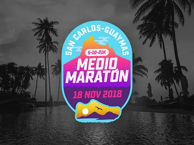Medio Maratón San Carlos 2018 branding guaymas logo logotipo logotype maraton mexico neon run running sancarlos sonora
