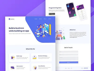 Codinism Landing Page app branding colorful creative design design dribbble landing page programming ui ux web