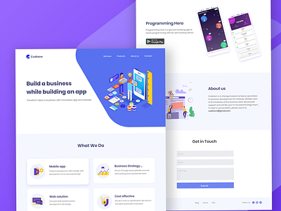 Codinism Landing Page app branding colorful creative design design dribbble landing page programming ui ux web